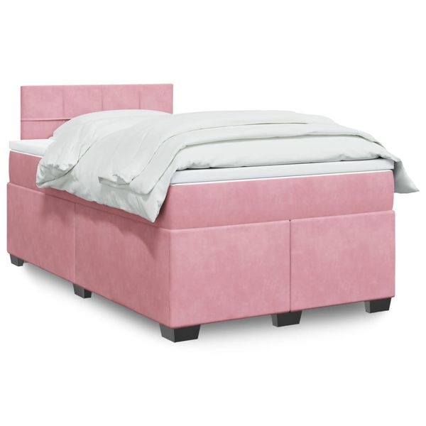 vidaXL Boxspring posteľ s matracom, ružová 120x190 cm, zamat