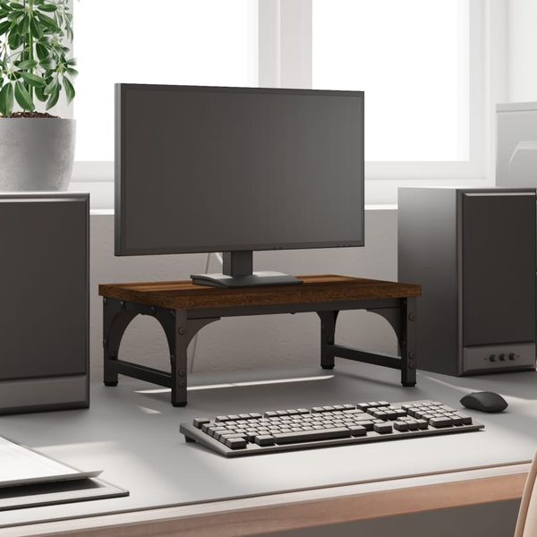 vidaXL Stojan na monitor hnedý dub 37x23x14 cm kompozitné drevo