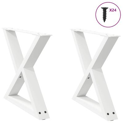 vidaXL Nohy konferenčného stolíka 2 ks biele 60 x (42-43,3) cm oceľové