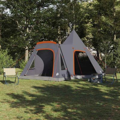 vidaXL Teepee stan pre 5 osôb Šedá a oranžová 545 x 450 x 295 cm