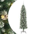 vidaXL Umelý chudý vianočný strom Zelená a biela 180 cm