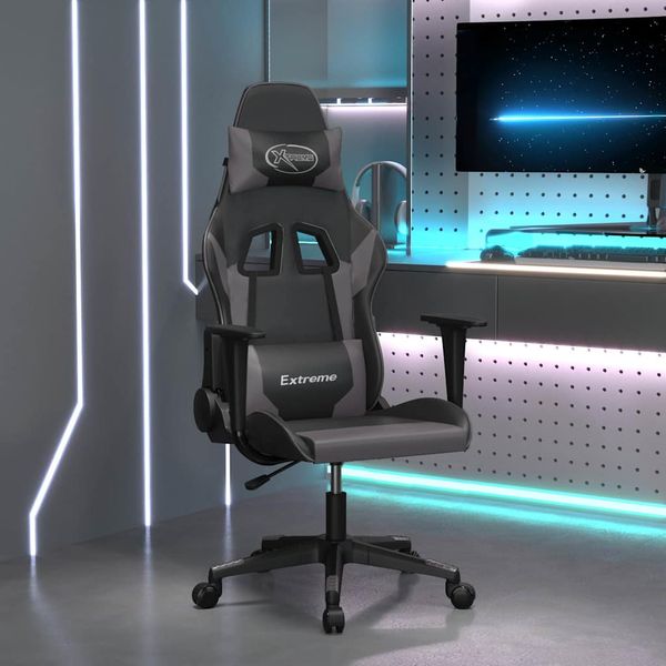 vidaXL Herná stolička čierna a sivá umelá koža