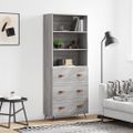vidaXL Vysoká skrinka sivý dub sonoma 69,5x34x180 cm spracované drevo