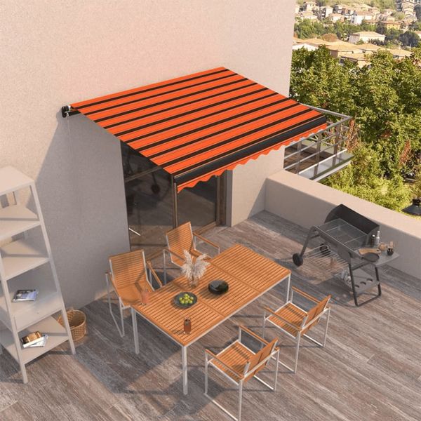 vidaXL Manuálne zaťahovacia markíza 400x300 cm oranžová a hnedá