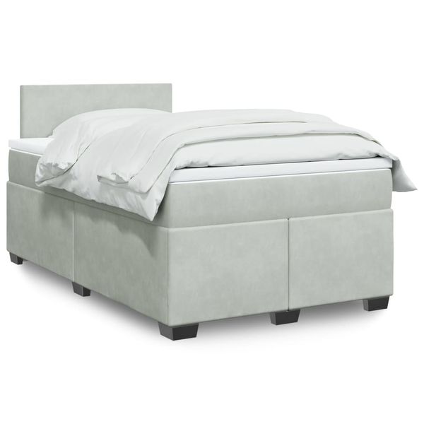 vidaXL Boxspring posteľ s matracom bledosivá 120x190 cm zamat