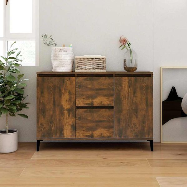 vidaXL Komoda dymový dub 102x35x70 cm spracované drevo