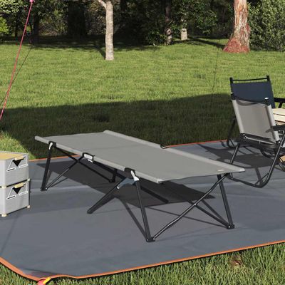 vidaXL Skladacia kempingová posteľ Sivá 206 x 76 x 74 cm Oxford a Oceľ
