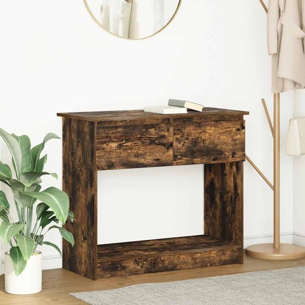 vidaXL konzolový stolík so zásuvkami dub dymový 85,5x38,5x74,5 cm