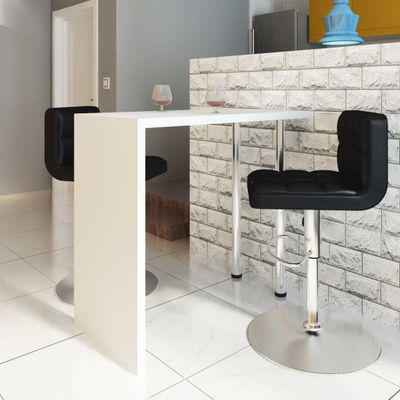 vidaXL Barový stolík, MDF, s 2 oceľovými nohami, vysoký lesk, biely