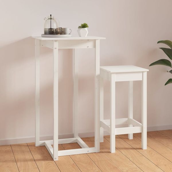vidaXL Barový stolík biely 60x60x110 cm masívne borovicové drevo