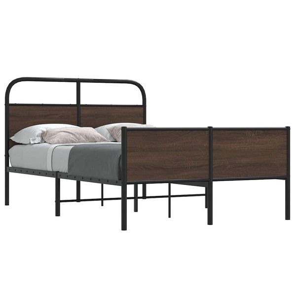 vidaXL Posteľný rám bez matraca 140x190 cm hnedý dub kompozitné drevo