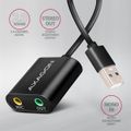AXAGON ADA-12, USB 2.0 - externá zvuková karta, 48kHz/16-bit stereo, kovová, kábel USB-A 15 cm Zvuková karta, externá, kábel 15cm, USB 2.0, čierna