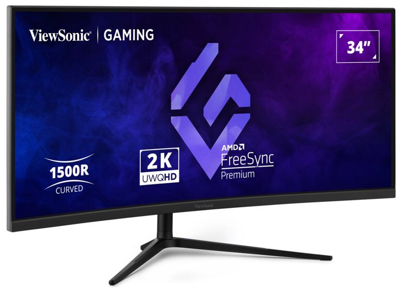 ViewSonic VX3418C-2K '34" 21:9, 3440 x 1440, VA, 1500R zakřivený, 180Hz, 1ms MPRT, 2 HDMI, 2 DP, speakers, výš. nast. LED monitor, prohnutý, 34", VA, 3440×1440, 21:9, 180Hz, 1ms, 250cd/m2, 2× HDMI, 2× DisplayPort, repro, en. tr. F, cerný