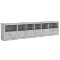 vidaXL Komoda s LED svetlami betónovo sivá 283x37x67 cm
