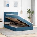 vidaXL Postel s úložným prostorem a matrací Tmavomodrá 140 x 190 cm