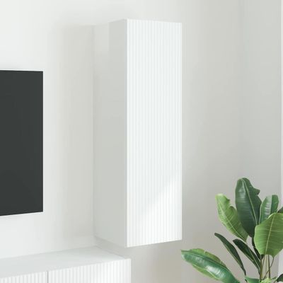 vidaXL TV nástenná skriňa Nástenný Lesklá biela 30 x 31 x 100 cm