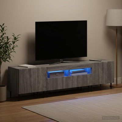 vidaXL 3-dielny LED TV stolík Sivý Sonoma Kompozitné drevo