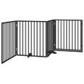 vidaXL Brána pre psa dvere sklad. 4 panely čierna 320cm topoľové drevo