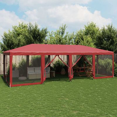 vidaXL Párty stan s 12 sieťkovanými bočnými stenami červený 8x4 m HDPE
