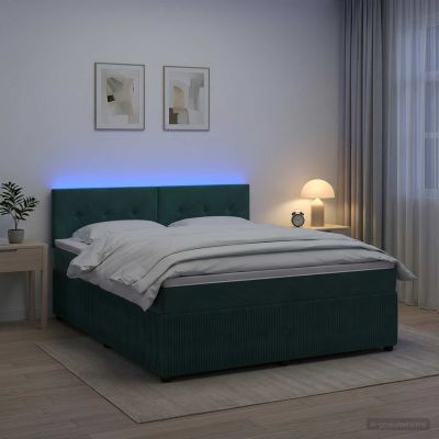 vidaXL Posteľ boxspring s matracom Tmavozelená 140 x 200 cm Zamat