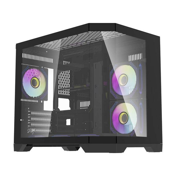 Počítačová skriňa Darflash FT418 + 6 ventilátorov aRGB (čierna)