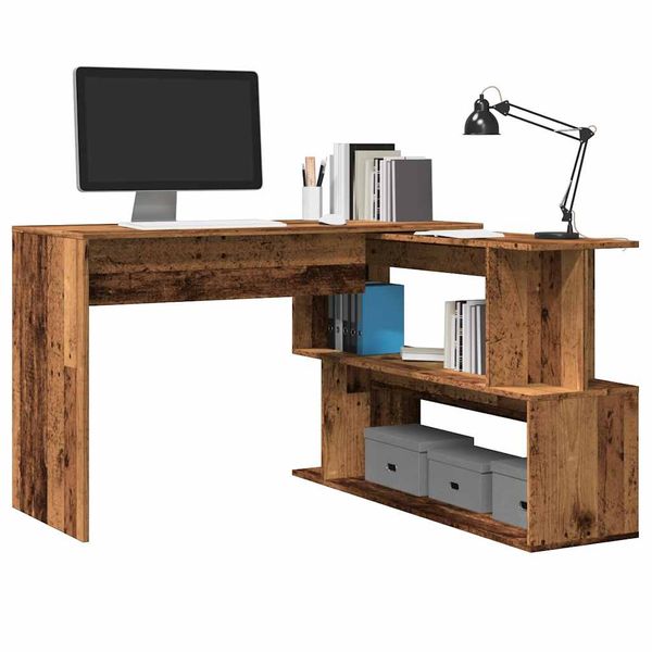 vidaXL Rohový písací stôl Old Wood 200,5x50x76 cm Engineered Wood