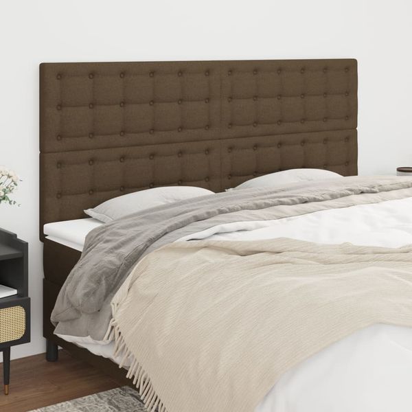vidaXL Čelo postele tmavohnedé 200x5x118/128 cm látkové