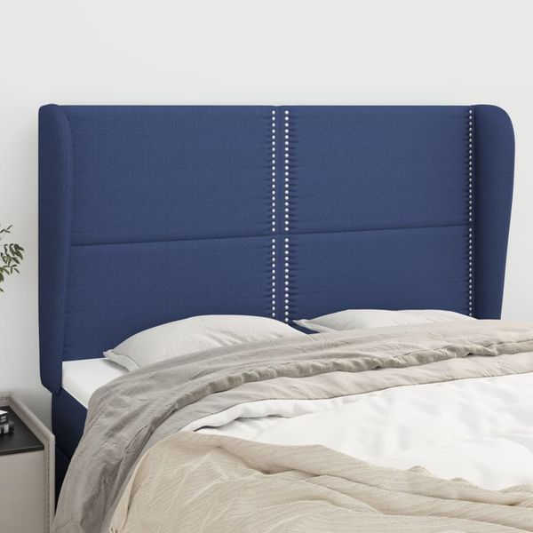 vidaXL Čelo postele so záhybmi modrý 147x23x118/128 cm látka
