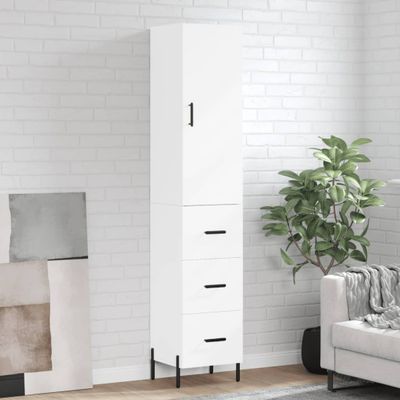 vidaXL Vysoká skrinka biela 34,5x34x180 cm spracované drevo