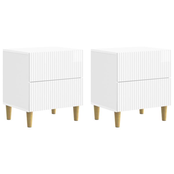 vidaXL Nočný stolík 2 pcs Biela s vysokým leskom 43 x 34,5 x 48 cm