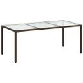 vidaXL Záhradný stôl hnedý 190x90x75 cm tvrdené sklo a polyratan