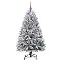 vidaXL Umelý Sklápací Vianočný Stromček 150 LED Zelená a biela 150 cm