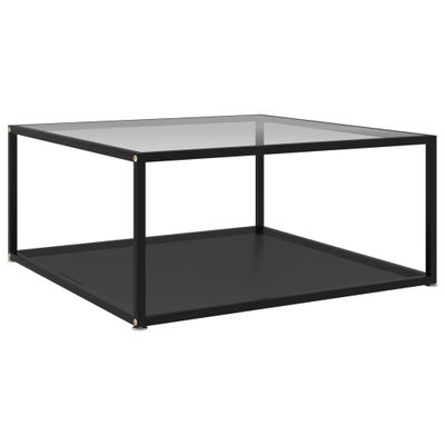 vidaXL Konferenčný stolík, priehľadný+čierny 80x80x35 cm, tvrdené sklo