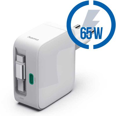 HAMA GaN, Rýchlonabíjačka, 2x USB-C PD/QC 65W Odn