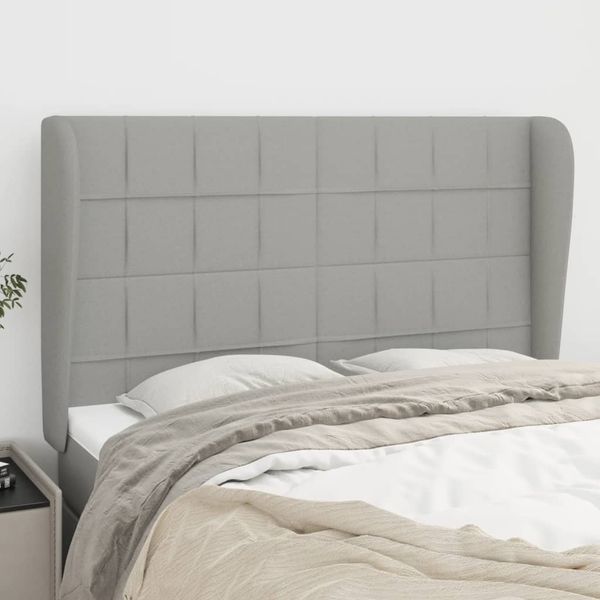 vidaXL Čelo postele so záhybmi bledosivé 147x23x118/128 cm látka