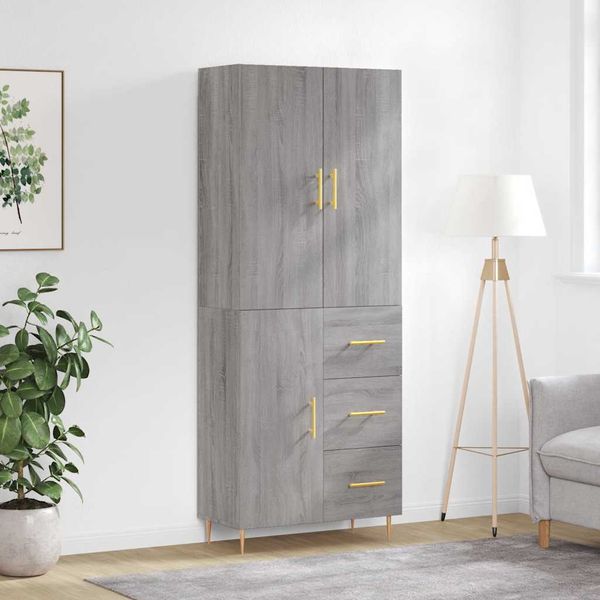 vidaXL Vysoká skrinka sivý dub sonoma 69,5x34x180 cm spracované drevo