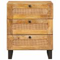 vidaXL Nočný stolík Prírodná 50 x 33 x 62 cm Masívne mango drevo
