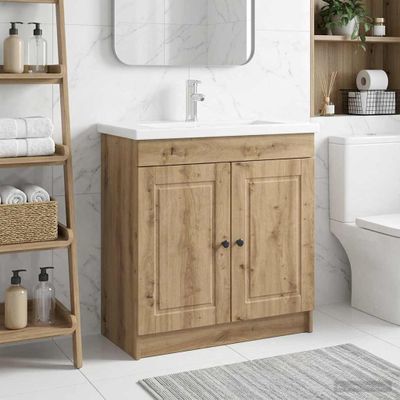 vidaXL Kúpeľňová skrinka pod umývadlo Dub artisan 78,5 x 37,5 x 81 cm