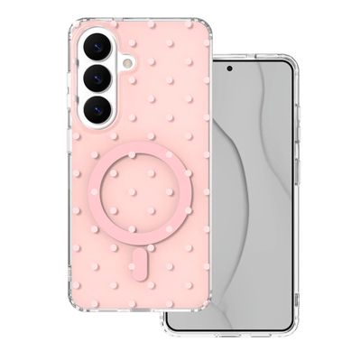 Magnetické puzdro Bubble Dots pre Samsung S26 ružové