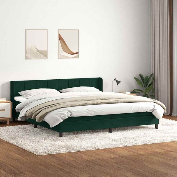 vidaXL Box Spring Posteľ s matracom Tmavo zelená 200x210 cm Zamat