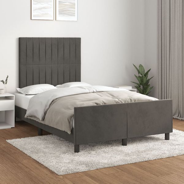 vidaXL Posteľ bez matracom tmavosivá 120x190 cm zamat