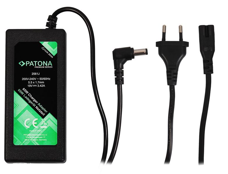 PATONA napájecí adaptér k ntb/ 19V/3,42A 65W/ konektor 5,5x1,7mm/ ACER PREMIUM/ délka kabelu 2,5 m Napájecí adaptér, pro notebooky ACER, 19V, 3,42A, 65W, konektor  5,5x1,7mm