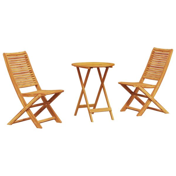vidaXL Skladacia bistro súprava 3 pcs Hnedá Pevné akáciové drevo