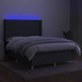 vidaXL Posteľ boxsping s matracom a LED tmavosivá 140x200 cm látka