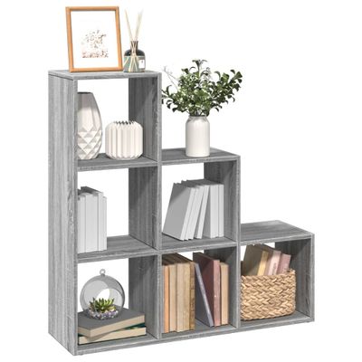 vidaXL Knižnica 3-poschodová sivá sonoma 99x29x99 cm kompozitné drevo