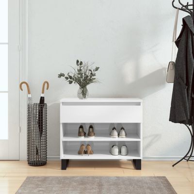 vidaXL Botník lesklý biely 70x36x60 cm spracované drevo