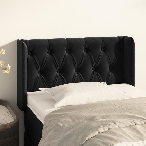 vidaXL Čelo postele so záhybmi čierne 83x16x78/88 cm zamat