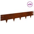 vidaXL Obrubník trávnika 50 ks 100 x 20 cm Oceľ Hrdzavý