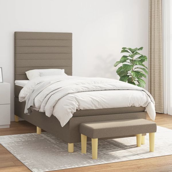 vidaXL Posteľný rám boxsping s matracom sivohnedý 80x200 cm látka