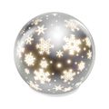 LED vianočná sklenená guľa – vločky, 12 cm, 3x AA, vnútorný, teplá biela, časovač